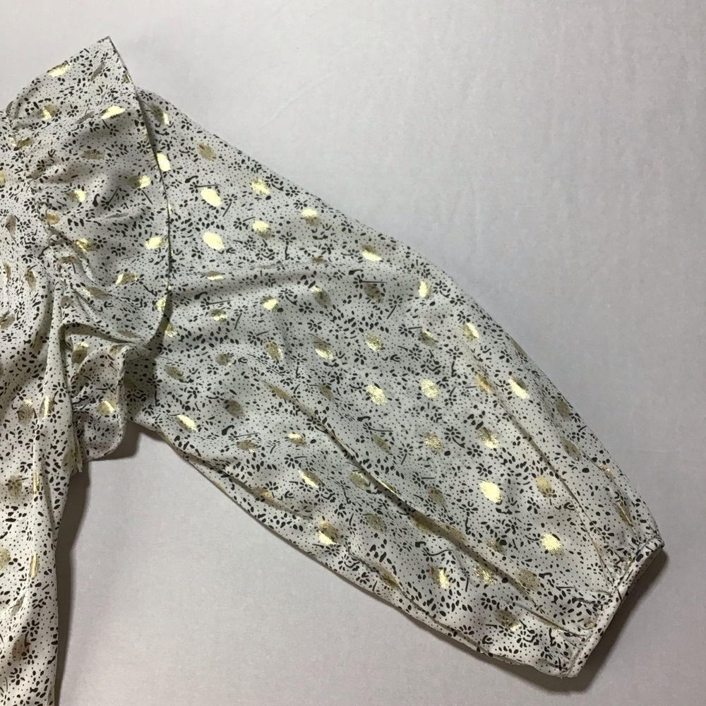 bishop + young Cream and Black Floral Print Long Sleeve Ruffle Blouse - Picture 4 of 9